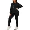 imagePINSV Womens 2 Piece Outfits Long Sleeve Sweatsuits Outfits Jogging Suits Sweat Loungewear SetsBlack a