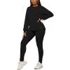 imagePINSV Womens 2 Piece Outfits Long Sleeve Sweatsuits Outfits Jogging Suits Sweat Loungewear SetsSolid Black