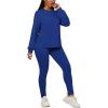 imagePINSV Womens 2 Piece Outfits Long Sleeve Sweatsuits Outfits Jogging Suits Sweat Loungewear SetsSolid Blue