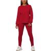 imagePINSV Womens 2 Piece Outfits Long Sleeve Sweatsuits Outfits Jogging Suits Sweat Loungewear SetsSolid Red