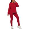 imagePINSV Womens 2 Piece Outfits Long Sleeve Sweatsuits Outfits Jogging Suits Sweat Loungewear SetsSolid Red