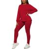 imagePINSV Womens 2 Piece Outfits Long Sleeve Sweatsuits Outfits Jogging Suits Sweat Loungewear SetsSolid Red