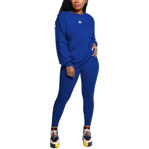 imagePINSV Womens 2 Piece Outfits Long Sleeve Sweatsuits Outfits Jogging Suits Sweat Loungewear SetsSolid Blue