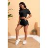imagePINSV Summer Womens 2 Piece Outfits Tracksuit Short Sleeve Biker Shorts Set Lounge Relax Jogging short Pants SetsBlack