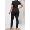 imagePINSV Womens 2 Piece Outfits Bodycon Lounge Wear Crop Top Stacked Pants Going Out Jogging Tracksuit SetsAblack
