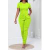 imagePINSV Womens 2 Piece Outfits Bodycon Lounge Wear Crop Top Stacked Pants Going Out Jogging Tracksuit SetsAfluor Green