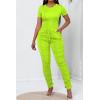 imagePINSV Womens 2 Piece Outfits Bodycon Lounge Wear Crop Top Stacked Pants Going Out Jogging Tracksuit SetsAfluor Green