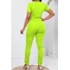 imagePINSV Womens 2 Piece Outfits Bodycon Lounge Wear Crop Top Stacked Pants Going Out Jogging Tracksuit SetsAfluor Green
