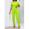 imagePINSV Womens 2 Piece Outfits Bodycon Lounge Wear Crop Top Stacked Pants Going Out Jogging Tracksuit SetsAfluor Green