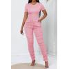 imagePINSV Womens 2 Piece Outfits Bodycon Lounge Wear Crop Top Stacked Pants Going Out Jogging Tracksuit SetsApink