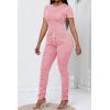 imagePINSV Womens 2 Piece Outfits Bodycon Lounge Wear Crop Top Stacked Pants Going Out Jogging Tracksuit SetsApink