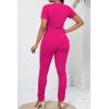 imagePINSV Womens 2 Piece Outfits Bodycon Lounge Wear Crop Top Stacked Pants Going Out Jogging Tracksuit SetsArose Red