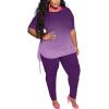imagePINSV Womens Plus Size 2 Piece Outfits Sweatsuits Short Sleeve Jogger Sets Tracksuit Purple Gradient 4XL