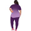 imagePINSV Womens Plus Size 2 Piece Outfits Sweatsuits Short Sleeve Jogger Sets Tracksuit Purple Gradient 4XL