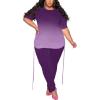 imagePINSV Womens Plus Size 2 Piece Outfits Sweatsuits Short Sleeve Jogger Sets Tracksuit Purple Gradient 4XL