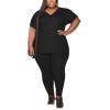 imagePINSV Womens Plus Size 2 Piece Outfits Sweatsuits Tracksuit Loungewear SetsAblack