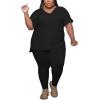 imagePINSV Womens Plus Size 2 Piece Outfits Sweatsuits Tracksuit Loungewear SetsAblack