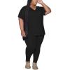 imagePINSV Womens Plus Size 2 Piece Outfits Sweatsuits Tracksuit Loungewear SetsAblack