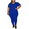 imagePINSV Womens Plus Size 2 Piece Outfits Sweatsuits Tracksuit Loungewear SetsAblue