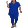 imagePINSV Womens Plus Size 2 Piece Outfits Sweatsuits Tracksuit Loungewear SetsAblue