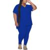 imagePINSV Womens Plus Size 2 Piece Outfits Sweatsuits Tracksuit Loungewear SetsAblue
