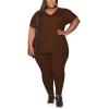 imagePINSV Womens Plus Size 2 Piece Outfits Sweatsuits Tracksuit Loungewear SetsAcoffee