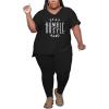 imagePINSV Womens Plus Size 2 Piece Outfits Sweatsuits Tracksuit Loungewear SetsBblack Print