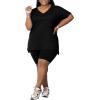 imagePINSV Womens Plus Size 2 Piece Outfits Sweatsuits Tracksuit Loungewear SetsBlack