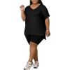 imagePINSV Womens Plus Size 2 Piece Outfits Sweatsuits Tracksuit Loungewear SetsBlack