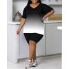 imagePINSV Womens Plus Size 2 Piece Outfits Sweatsuits Tracksuit Loungewear SetsBlack Gradient