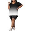 imagePINSV Womens Plus Size 2 Piece Outfits Sweatsuits Tracksuit Loungewear SetsBlack Gradient