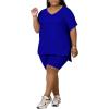 imagePINSV Womens Plus Size 2 Piece Outfits Sweatsuits Tracksuit Loungewear SetsBlue