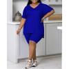 imagePINSV Womens Plus Size 2 Piece Outfits Sweatsuits Tracksuit Loungewear SetsBlue
