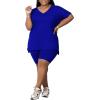 imagePINSV Womens Plus Size 2 Piece Outfits Sweatsuits Tracksuit Loungewear SetsBlue