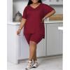 imagePINSV Womens Plus Size 2 Piece Outfits Sweatsuits Tracksuit Loungewear SetsBurgundy