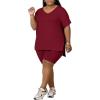 imagePINSV Womens Plus Size 2 Piece Outfits Sweatsuits Tracksuit Loungewear SetsBurgundy