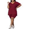 imagePINSV Womens Plus Size 2 Piece Outfits Sweatsuits Tracksuit Loungewear SetsBurgundy