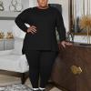 imagePINSV Womens Plus Size 2 Piece Outfits Sweatsuits Tracksuit Loungewear SetsDblack