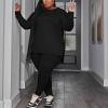 imagePINSV Womens Plus Size 2 Piece Outfits Sweatsuits Tracksuit Loungewear SetsDblack