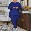 imagePINSV Womens Plus Size 2 Piece Outfits Sweatsuits Tracksuit Loungewear SetsDblue