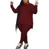 imagePINSV Womens Plus Size 2 Piece Outfits Sweatsuits Tracksuit Loungewear SetsDburgundy