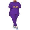 imagePINSV Womens Plus Size 2 Piece Outfits Sweatsuits Tracksuit Loungewear SetsDpurple