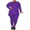 imagePINSV Womens Plus Size 2 Piece Outfits Sweatsuits Tracksuit Loungewear SetsDpurple