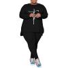 imagePINSV Womens Plus Size 2 Piece Outfits Sweatsuits Tracksuit Loungewear SetsFblack Print