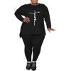 imagePINSV Womens Plus Size 2 Piece Outfits Sweatsuits Tracksuit Loungewear SetsFblack Print