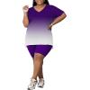 imagePINSV Womens Plus Size 2 Piece Outfits Sweatsuits Tracksuit Loungewear SetsPurple Gradient