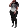imagePINSV Womens Plus Size 2 Piece Outfits Tracksuits Short Sleeve Top Pants Sets SweatsuitsBlack Gradient