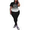 imagePINSV Womens Plus Size 2 Piece Outfits Tracksuits Short Sleeve Top Pants Sets SweatsuitsBlack Gradient