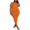 imagePINSV Womens Plus Size 2 Piece Outfits Tracksuits Short Sleeve Top Pants Sets SweatsuitsOrange