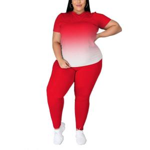 imagePINSV Plus Size Outfits For Women 2 Piece Sets 1x5xGradient Red